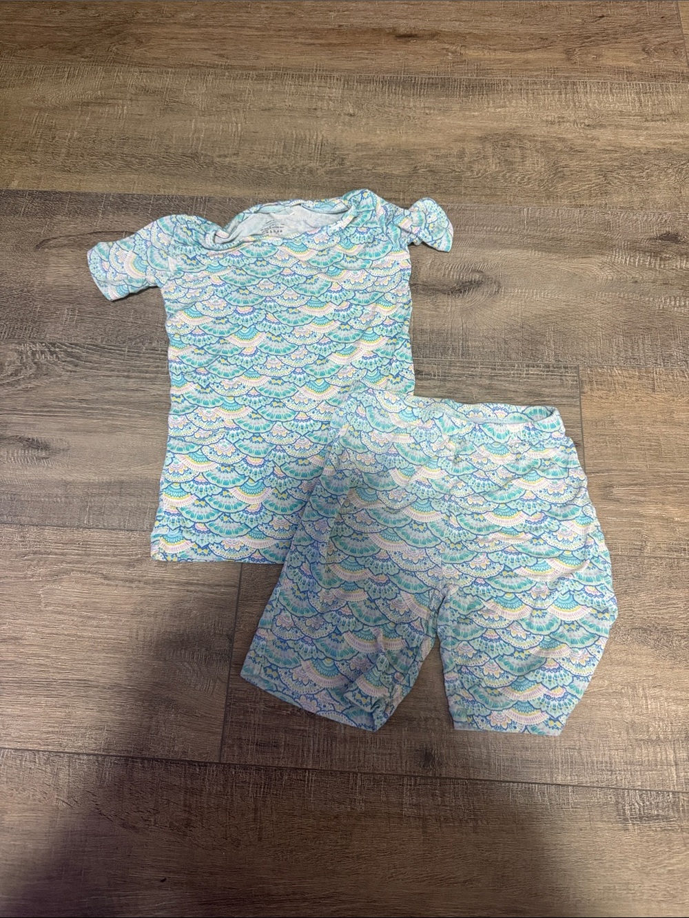 Angel Dear Light Blue & Teal Mermaid-Print Pajama Set